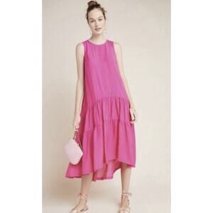 Anthropologie Maeve Marlene Tiered Midi Dress XSmall Sleeveless High Low Summer